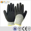 SUNNHOPE Latex sandig beschichtete HPPE Schneidhandschuhe